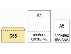 Конверт С65, 114х229, белый, декстрин, запечатка, 306