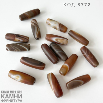 Бусины дзи на основе агата, средний биконус, вид в ассортименте, цена за штуку