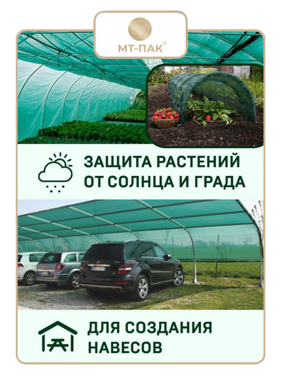Сетка затеняющая фасадная 4м х 100м - 35 гр/м2 - для теплиц, для забора, для растений, от солнца, для огорода, для навеса, для строительных лесов МТ-ПАК ТОРГ