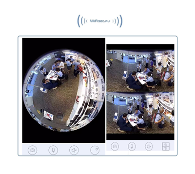Cobel_SS. Потолочная - настенная WiFi видеокамера панорамная с DVR (fish_YooSee_W),  HD 960P
