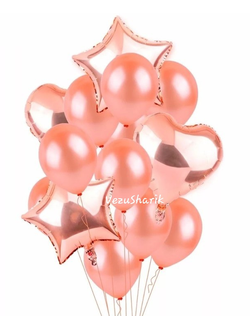 Фонтан шаров "4 фольги + 10 перламутр" (СиК)
