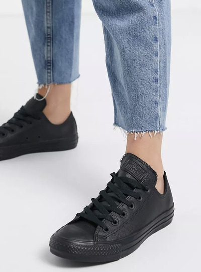 Кожаные кеды Converse черные низкие 135253C с чем носить фото