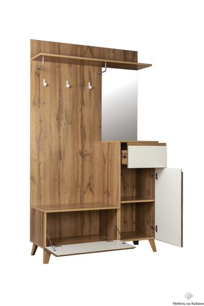 Авалон 53.11 Шкаф для прихожей (с зеркалом) Дуб вотан/Белый