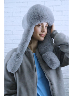 Ушанка "Норд" цвет серебро + серый