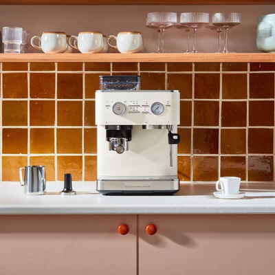 Полуавтоматическая эспрессо машина с кофемолкой KitchenAid, фарфорово-белый, 5KES6551EPL