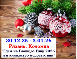 30.12.25 - 3.01.26 Рязань, Коломна "Едем на Главную Ёлку 2026 и в княжество медовых вин"