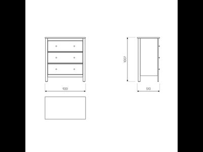 Сага Комод 3 ящика 920х1007х510 серый