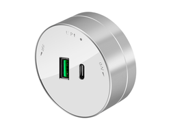 Розетка USB A+C 18 Вт накладного монтажа для шины, цвет белый