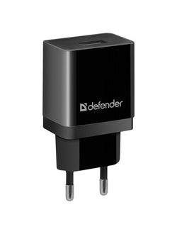Зарядное устройство сетевое (220 В) DEFENDER EPA-10, 1 порт USB, выходной ток 2,1 А, черное, 83572