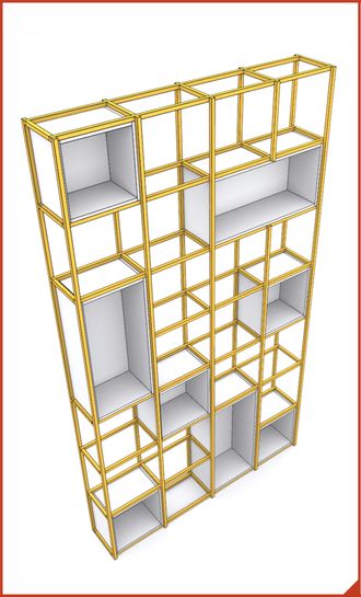 стеллаж в стиле loft с ячейками для хранения.