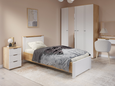 Спальня ЭМИЛИЯ - Кровать ЭЛ-27 (2000х900) Дуб Крафт золотой/Меренга