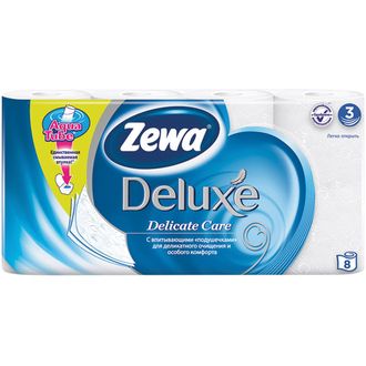 Туалетная бумага Zewa Deluxe без аромата, белая, 3 слоя, 8 рулонов