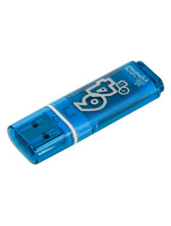 Флеш-память Smartbuy Glossy, 64Gb, USB 2.0, голубой, SB64GBGS-B