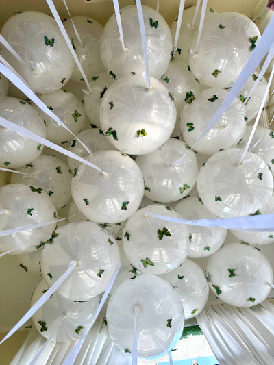 Шар с гелием Бабл стеклянный с бабочками 60см, 1шт