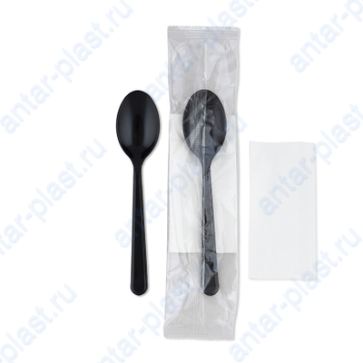 Комплект №2 (вилка прозрачная, салфетка белая)