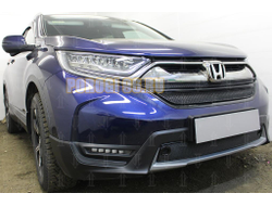 Защита радиатора Honda CR-V V 2016- (2 части) black верх PREMIUM