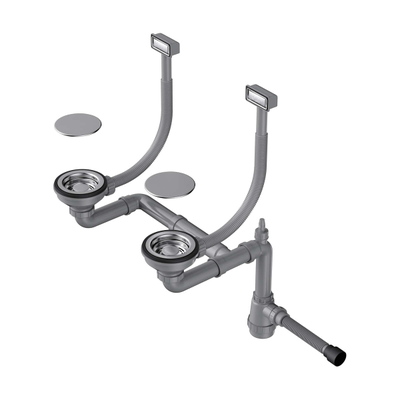 Арматура для двухчашевых моек с прямоугольными переливами и декоративными элементами для корзины WK-2C IN