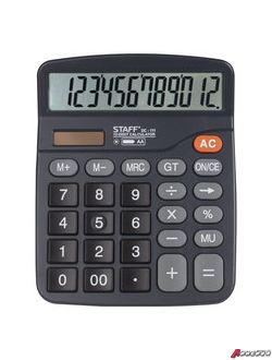 Код 250427 Калькулятор настольный STAFF PLUS DC-111 (180×145 мм), 12 разрядов, двойное питание, +БАТАРЕЙКА АА. 250427