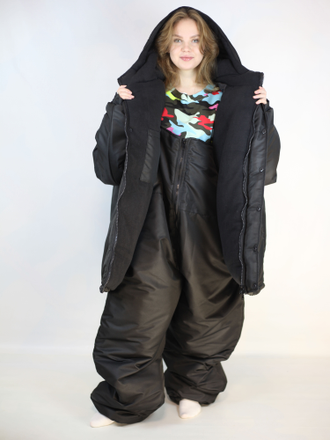 Костюм для охранника зимний, чёрный, великан (большого размера 68-70, 72-74, 76-78, 80-82)