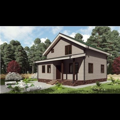 Двухэтажный каркасный дом с четырьмя спальнями 130м² (SK34)