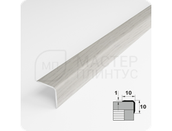 Алюминиевый отделочный уголок Лука УО 10х10мм. дуб арктик