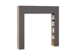 Детская ПОРТО - Шкаф навесной со стеллажами Яблоня Беллуно/Графит софт