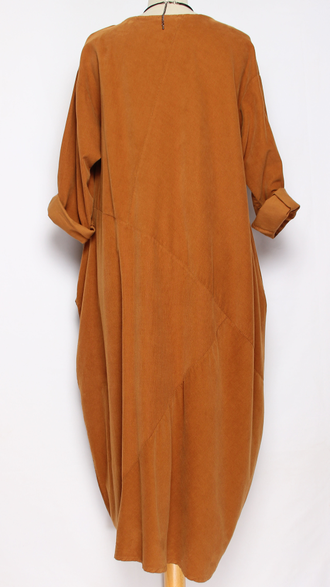 Платье  Бохо "Вельвет-тюльпан"горчица до р.54