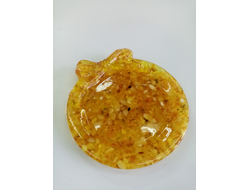 Подставка круглая маленькая с бантиком с белым янтарем