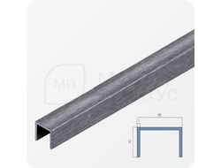 П-образный бордюр-вставка из алюминия 15х10 мм. NEEXY PV84-45 BBS-D Серебро блестящее браш 2.7 м.