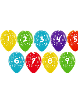 Шар 33 см Цифра МИКС, Ассорти, Пастель