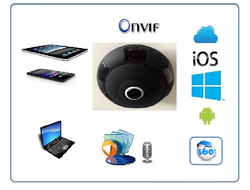 Потолочная- настенная WiFi видеокамера панорамная с DVR (fish_ufo_v380_B),  HD 960P