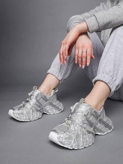Balenciaga 3XL Extreme Rhinestones Silver