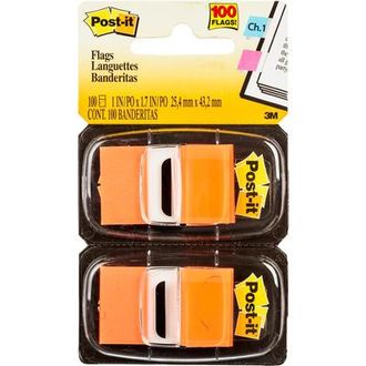 Клейкие закладки Post-it пластиковые оранжевые 2 диспенсера по 50 листов 25.4x43.2 мм