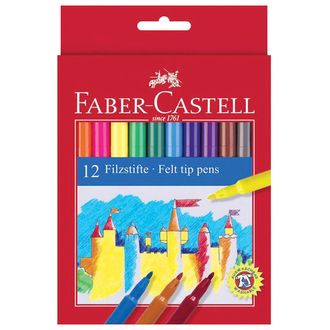 Фломастеры FABER-CASTELL, 12 цветов, смываемые, картонная упаковка, европодвес, 554212, 3 набора
