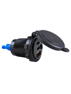 Гнездо зарядное, USB + 2 Type C +  кнопка включения