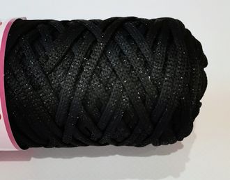 Черный  ИРИСКА полиэфирный шнур с глиттером без сердечника 3 мм 100 м