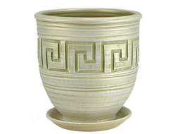 Оливковый необычный цветочный горшок из керамики диаметр 20 см в античном (греческом) стиле