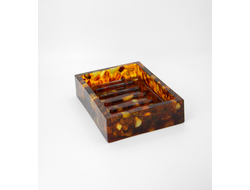 Мыльница квадратная с мелким янтарем