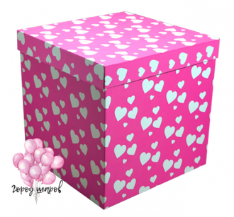 розовая коробка с сердечками купить в Краснодаре, доставка