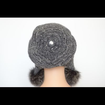 Шапка ушанка Vizio 6924 темно - серая помпоны