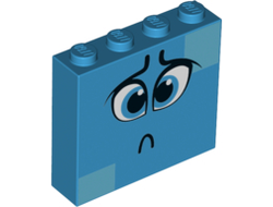 Brick 1 x 4 x 3 with Dark Azure Eyes, Worried Eyebrows, Sad Pout and Medium Azure Squares on Two Corners Pattern Queen Watevra WaNabi Face, Dark Azure (49311pb004 / 6263017)
