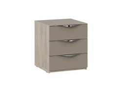 Спальня ГЛОСС - Тумба прикроватная с 3 ящиками Баттл Рок/Cтекло Мокко матовый Распродажа