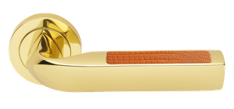 Дверные ручки Morelli Luxury MATRIX-2 OTL/LIZARD Цвет - Золото/вставка из искусственной кожи ящерицы