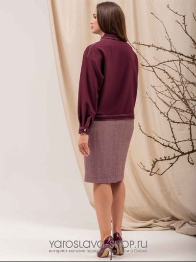 Костюм 2-ка: жакет бордового цвета и юбка