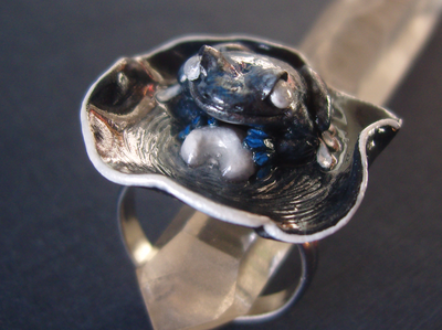 Мистическое кольцо с лягушкой "Лунная принцесса"