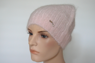 Шапка вязаная розовая из мохера Vizio Италия 6946 CYO