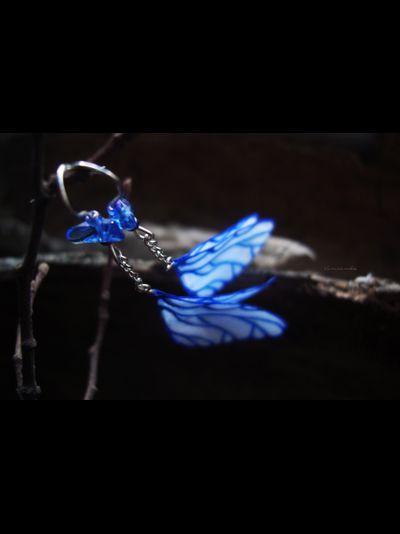 Шёлковые серьги-крылышки с морскими стёклышками и чешским бисером (из серии крыльев Небесной Феи)