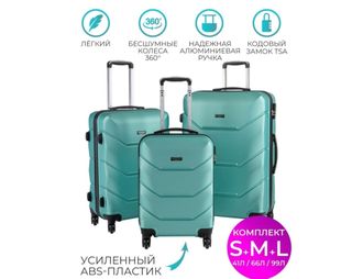 Комплект из 3х чемоданов Freedom ABS S,M,L морская волна