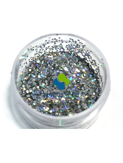 Блёстки глиттер Silver Holographic Серебро Голография 0,6 мм 1 кг