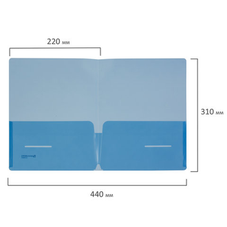 Папка-уголок с 2 карманами BRAUBERG, синяя, 0,18 мм, 224883
